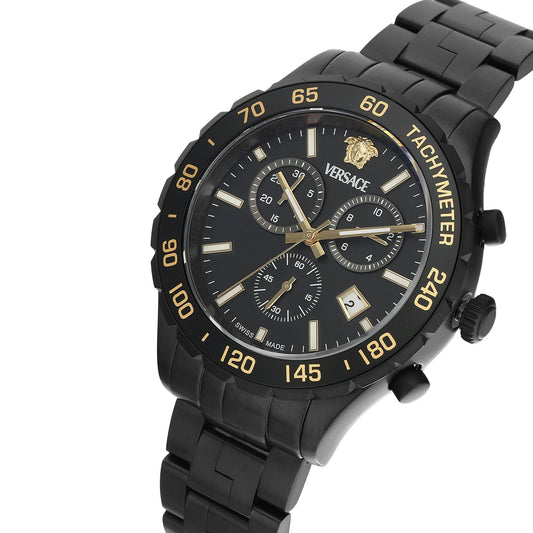 Versace New Hellen.Chr Black Round Quartz Men Watch