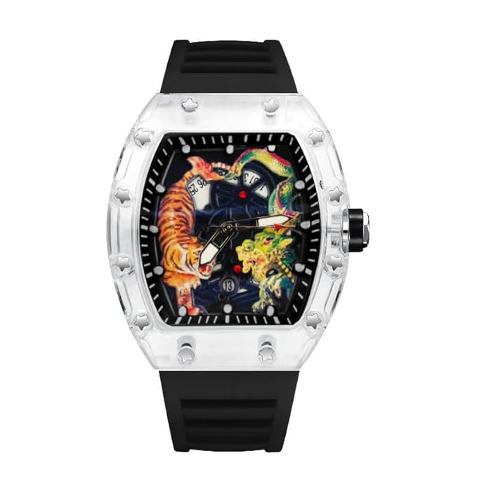 Sports Wrist Watch | Automatic Quartz Luminous Waterproof Men's Barrel-Type Dragon Tiger Design