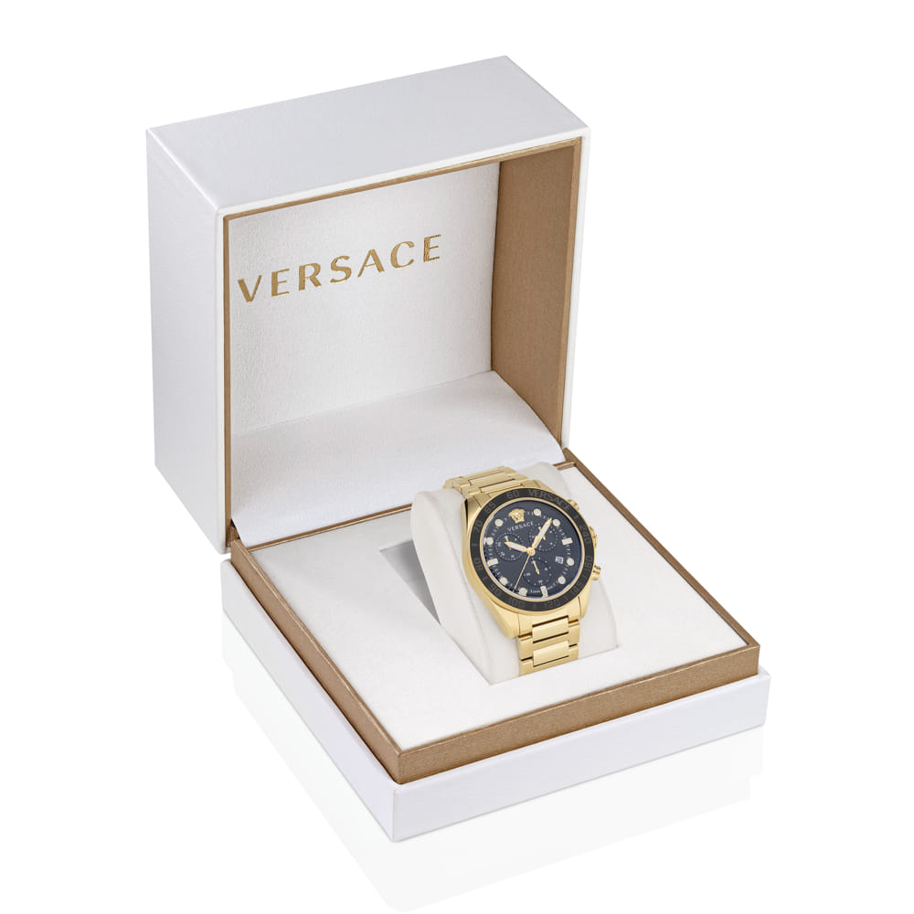Versace Greca Dome Gold Round Dial Quartz Men Watch