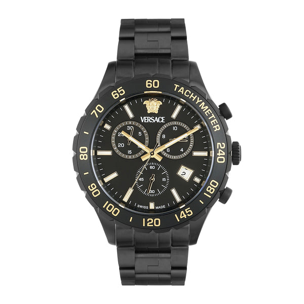 Versace New Hellen.Chr Black Round Quartz Men Watch