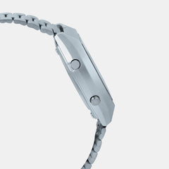 Vintage Unisex Quartz Silver Dial Digital Stainless Steel Watch D186