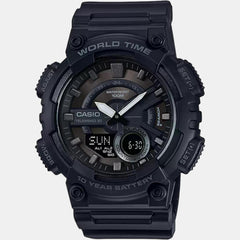 Youth Men Quartz Black Dial Analog-Digital Resin Watch AD218