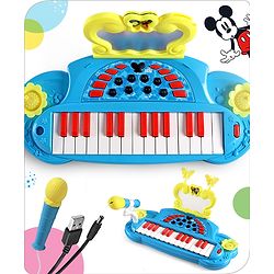 Babyhug Disney Premium Musical Piano with mike | 2 songs & 25 tunes | Battery operated piano| Gifting toy| BIS Certified -Blue