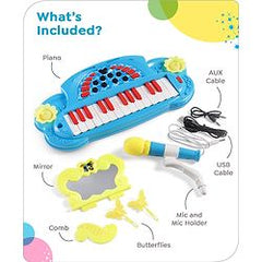 Babyhug Disney Premium Musical Piano with mike | 2 songs & 25 tunes | Battery operated piano| Gifting toy| BIS Certified -Blue