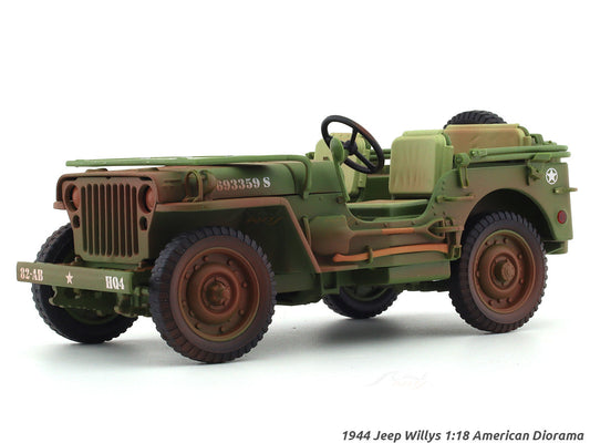 1944 Jeep Willys Green 1:18 American Diorama diecast scale model car collectible