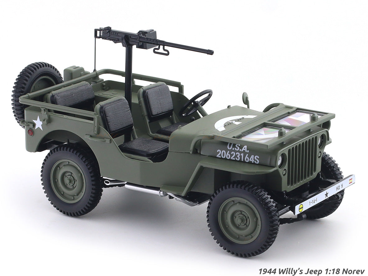 1944 Willys Jeep Military Green 1:18 Norev licensed diecast scale model car collectible