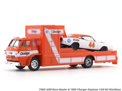 1968 Dodge L600 Race Hauler & 1969 Charger Daytona 1:64 M2 Machines diecast hauler scale model