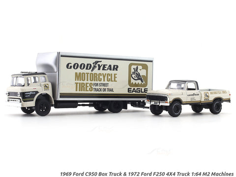 1969 Ford C950 Box Truck & 1972 Ford F250 4X4 Truck 1:64 M2 Machines diecast hauler scale model