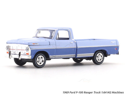 1969 Ford F-100 Ranger Truck blue 1:64 M2 Machines licensed diecast scale model car 32600-79