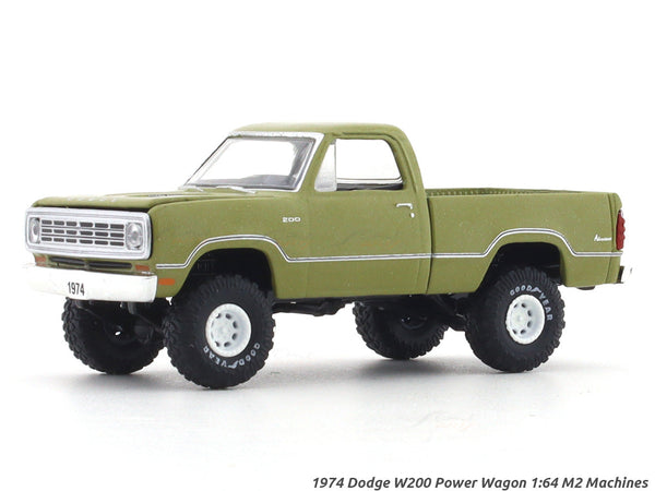 1974 Dodge W200 Power Wagon green 1:64 M2 Machines licensed diecast scale model car 32500-92