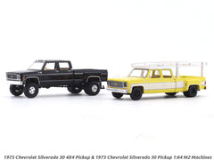 1975 Chevrolet Silverado 30 4X4 Pickup & 1973 Chevrolet Silverado 30 Pickup 1:64 M2 Machines diecast hauler scale model