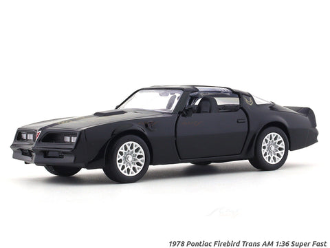 1978 Pontiac Firebird Trans AM black 1:36 Super Fast pull back car scale model
