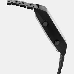 Vintage Unisex Quartz Black Dial Digital Stainless Steel Watch D180