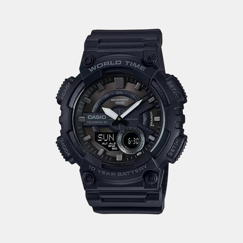Youth Men Quartz Black Dial Analog-Digital Resin Watch AD218