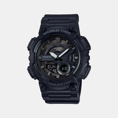 Youth Men Quartz Black Dial Analog-Digital Resin Watch AD218