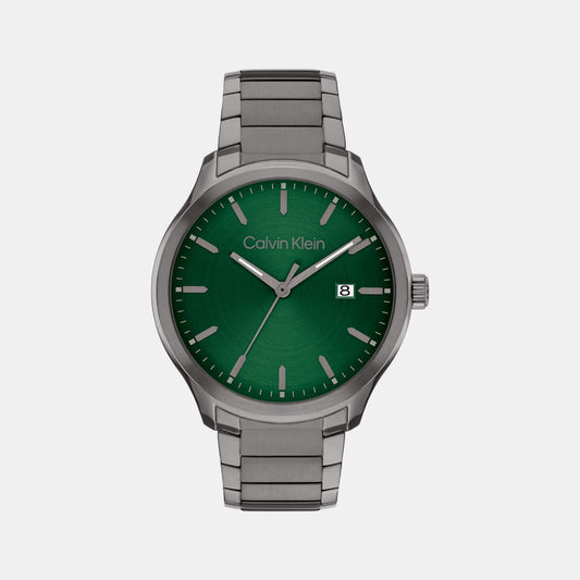 Define Men Quartz Green Dial Analog Stainless Steel Watch 25200350