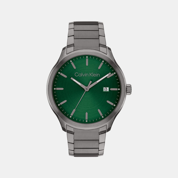 Define Men Quartz Green Dial Analog Stainless Steel Watch 25200350