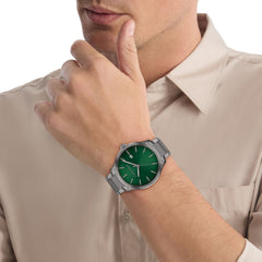 Define Men Quartz Green Dial Analog Stainless Steel Watch 25200350