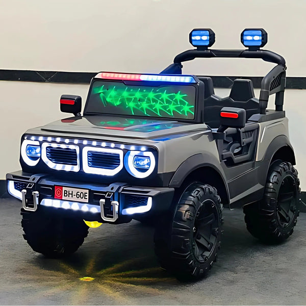 12V BH-60E Off-Road Kids Electric Jeep with LED Lights, Music & Parental Remote – Ride-On SUV for Ages 2–8