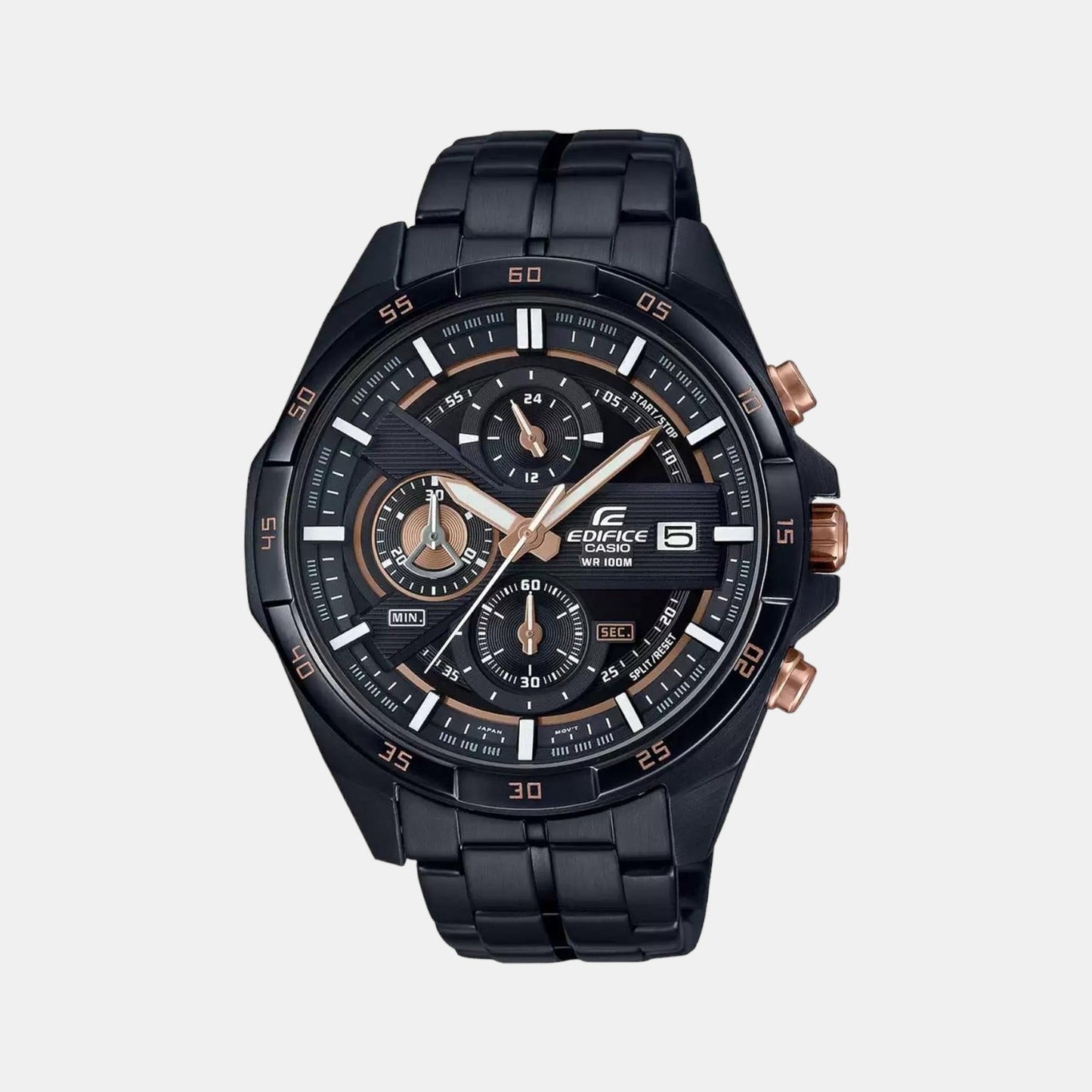 Edifice Men Quartz Black Dial Chronograph Stainless Steel Watch EX493