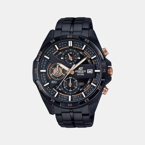 Edifice Men Quartz Black Dial Chronograph Stainless Steel Watch EX493