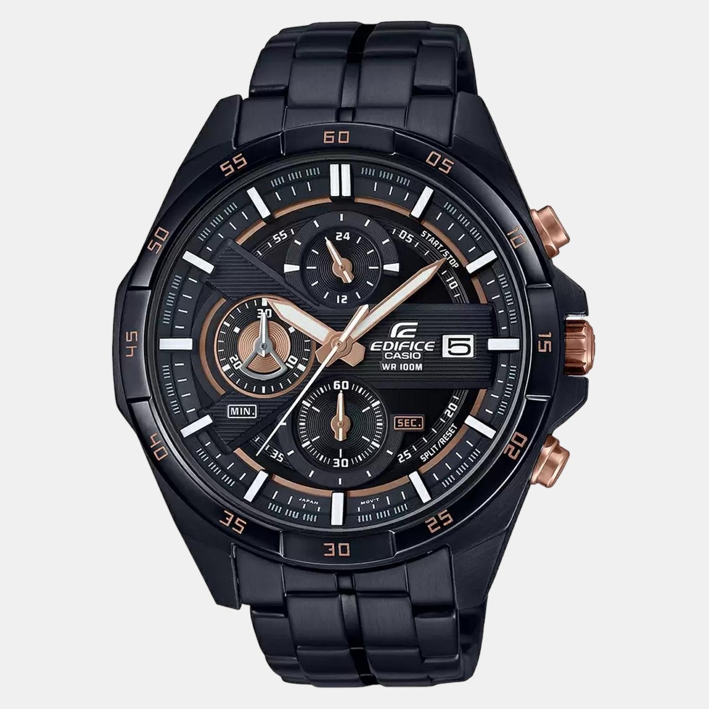 Edifice Men Quartz Black Dial Chronograph Stainless Steel Watch EX493