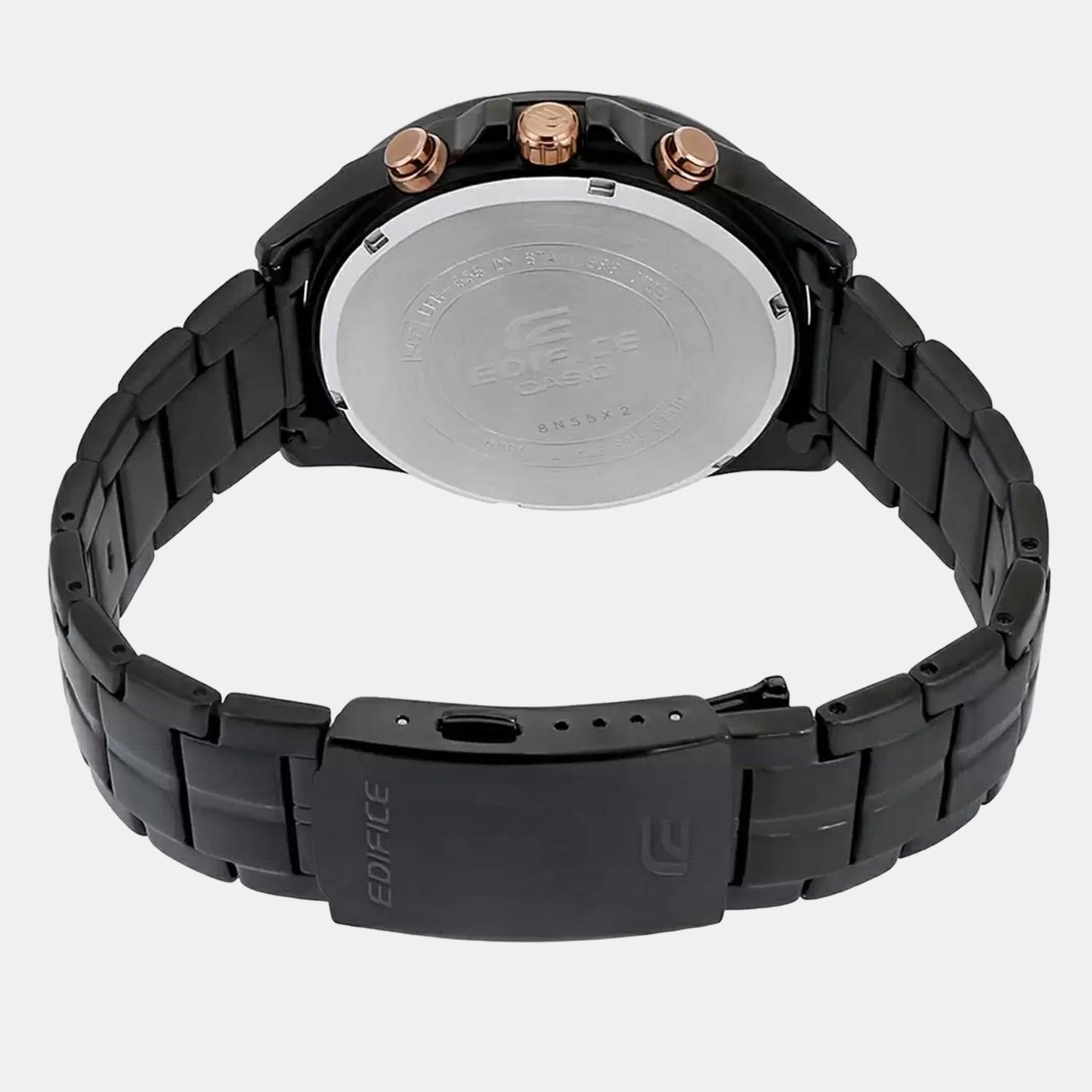 Edifice Men Quartz Black Dial Chronograph Stainless Steel Watch EX493