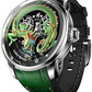 Men's Mechanical Automatic Watch 24K Gold 3D Dragon Dial Skeleton Watch Luminous Waterproof Luxury Men's Wristwatch Popular, green