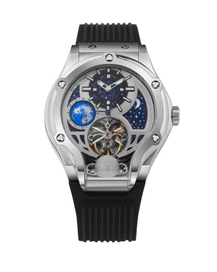 Asteroid Men’s Automatic Watch – Silver Dial, Black Silicon Strap, Multi-Function | Model 777-P10306 | Stylish Timepiece for Any Occasion