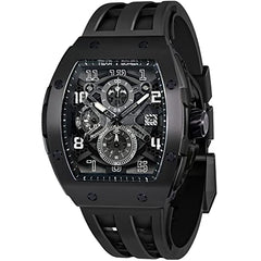 TSAR BOMBA Mens Watches Luxury Tonneau Watches for Men Waterproof 50M Analog Watch Chronograph Calendar Date Men’s Dress Business Work Watch Diver Large Square Face Wristwatch