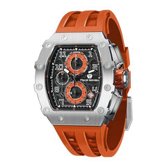 TSAR BOMBA Mens Watches Luxury Tonneau Watches for Men Waterproof 50M Analog Watch Chronograph Calendar Date Men’s Dress Business Work Watch Diver Large Square Face Wristwatch