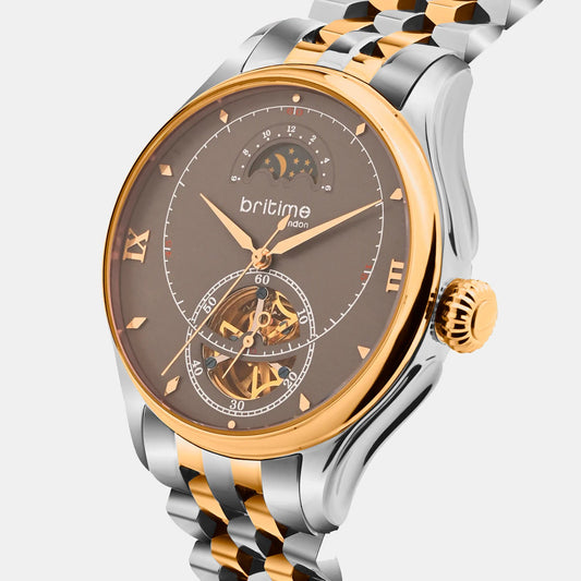 Men Automatic Brown Dial Analog Metal Watch 479-M31505