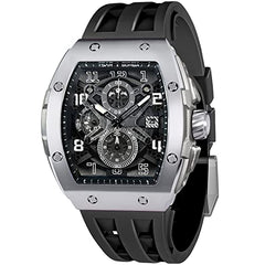 TSAR BOMBA Mens Watches Luxury Tonneau Watches for Men Waterproof 50M Analog Watch Chronograph Calendar Date Men’s Dress Business Work Watch Diver Large Square Face Wristwatch