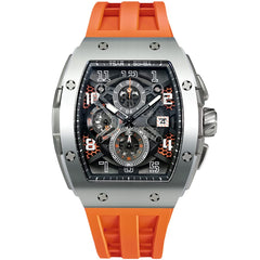 TSAR BOMBA Mens Watches Luxury Tonneau Watches for Men Waterproof 50M Analog Watch Chronograph Calendar Date Men’s Dress Business Work Watch Diver Large Square Face Wristwatch