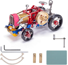 Working Full Metal Engine Model Kit, Frame Eater Vacuum Engine Stirling Wheel Tractor Model Educational Machinery Vehicle Artwork 3D Simulation DIY Engine Model Decoration