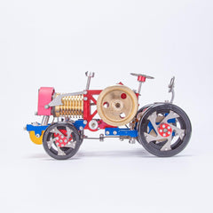 Working Full Metal Engine Model Kit, Frame Eater Vacuum Engine Stirling Wheel Tractor Model Educational Machinery Vehicle Artwork 3D Simulation DIY Engine Model Decoration