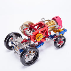 Working Full Metal Engine Model Kit, Frame Eater Vacuum Engine Stirling Wheel Tractor Model Educational Machinery Vehicle Artwork 3D Simulation DIY Engine Model Decoration
