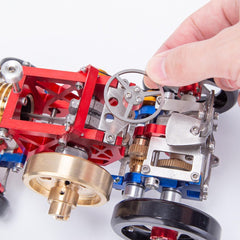 Working Full Metal Engine Model Kit, Frame Eater Vacuum Engine Stirling Wheel Tractor Model Educational Machinery Vehicle Artwork 3D Simulation DIY Engine Model Decoration
