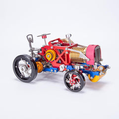 Working Full Metal Engine Model Kit, Frame Eater Vacuum Engine Stirling Wheel Tractor Model Educational Machinery Vehicle Artwork 3D Simulation DIY Engine Model Decoration