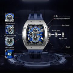 TSAR BOMBA Mens Watches Luxury Tonneau Watches for Men Waterproof 50M Analog Watch Chronograph Calendar Date Men’s Dress Business Work Watch Diver Large Square Face Wristwatch