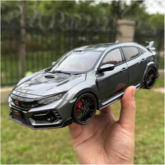 1 18 for Honda Civic Type R FK8 2021 Car Model Alloy Collection Model Diecast Car Enthusiast Collectible Ornaments Simulation Vehicle Playset(Yellow)