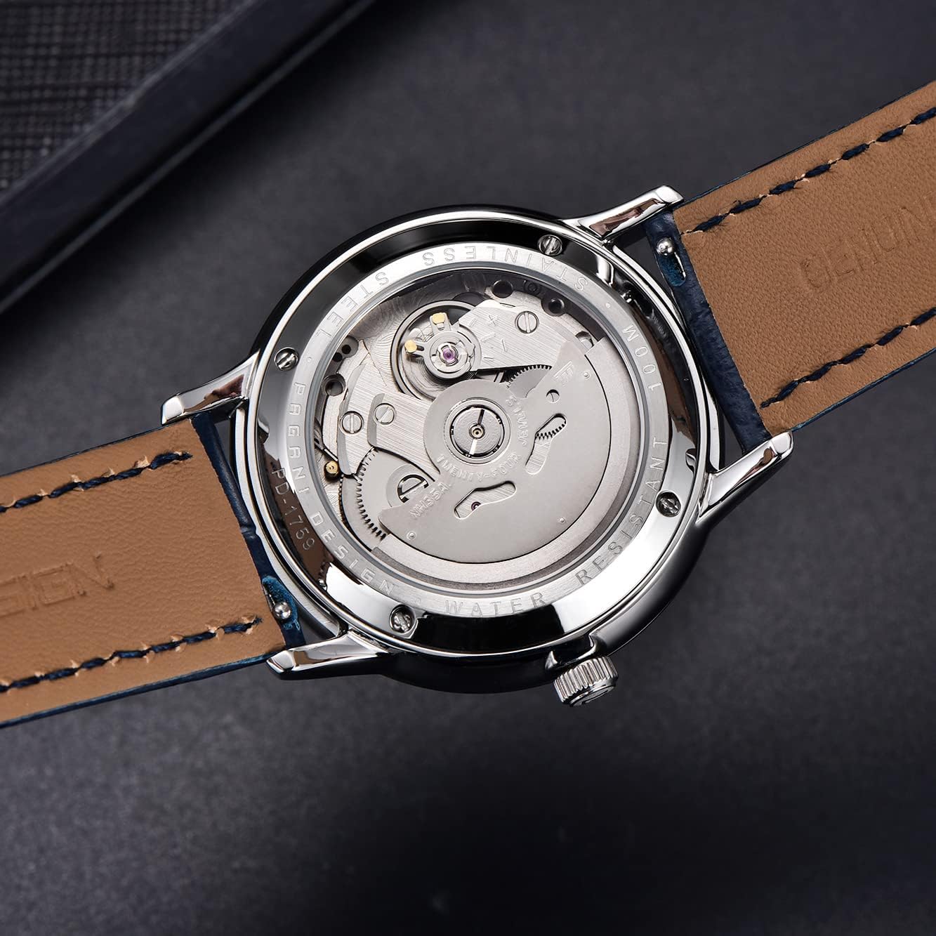 Pagani Design 1759 Automatic Men's Watches Fashion Dress Self-Winding Watch Leather Strap 100 m Waterproof Casual Style