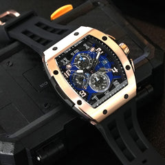 TSAR BOMBA Mens Watches Luxury Tonneau Watches for Men Waterproof 50M Analog Watch Chronograph Calendar Date Men’s Dress Business Work Watch Diver Large Square Face Wristwatch