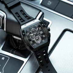 TSAR BOMBA Mens Watches Luxury Tonneau Watches for Men Waterproof 50M Analog Watch Chronograph Calendar Date Men’s Dress Business Work Watch Diver Large Square Face Wristwatch