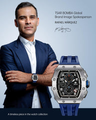 TSAR BOMBA Mens Watches Luxury Tonneau Watches for Men Waterproof 50M Analog Watch Chronograph Calendar Date Men’s Dress Business Work Watch Diver Large Square Face Wristwatch