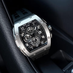 TSAR BOMBA Mens Watches Luxury Tonneau Watches for Men Waterproof 50M Analog Watch Chronograph Calendar Date Men’s Dress Business Work Watch Diver Large Square Face Wristwatch