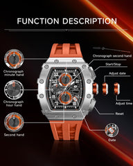 TSAR BOMBA Mens Watches Luxury Tonneau Watches for Men Waterproof 50M Analog Watch Chronograph Calendar Date Men’s Dress Business Work Watch Diver Large Square Face Wristwatch