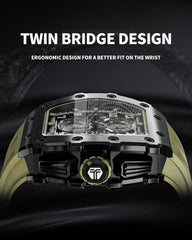 TSAR BOMBA Mens Watches Luxury Tonneau Watches for Men Waterproof 50M Analog Watch Chronograph Calendar Date Men’s Dress Business Work Watch Diver Large Square Face Wristwatch