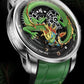 Men's Mechanical Automatic Watch 24K Gold 3D Dragon Dial Skeleton Watch Luminous Waterproof Luxury Men's Wristwatch Popular, green