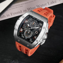 TSAR BOMBA Mens Watches Luxury Tonneau Watches for Men Waterproof 50M Analog Watch Chronograph Calendar Date Men’s Dress Business Work Watch Diver Large Square Face Wristwatch